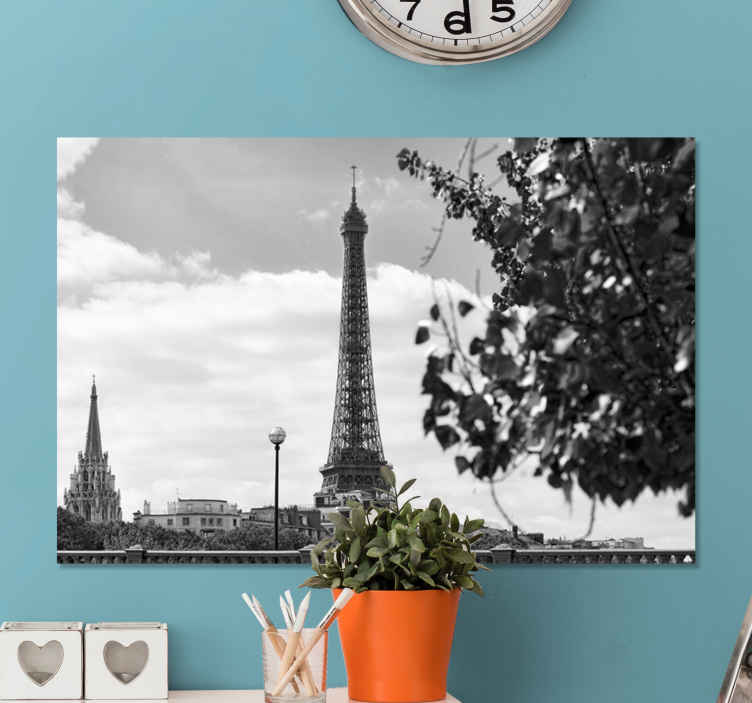Imprimeuri pe pânză alb-negru al orașului turnul eiffel - TenStickers