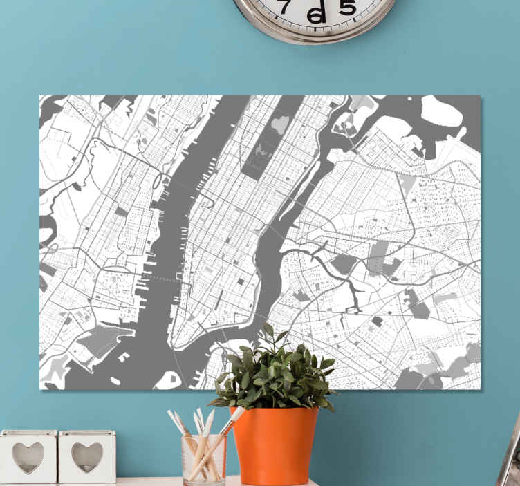 Zemljevid new yorka natisne platno - TenStickers