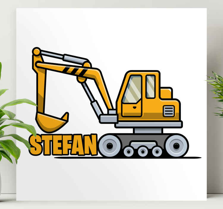 žluté kreslené rypadlo přizpůsobené obraz - TenStickers
