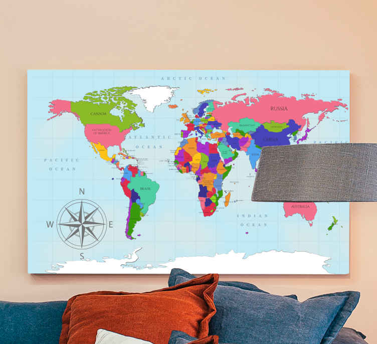 Cuadros mapamundi para decorar tu hogar - TenVinilo