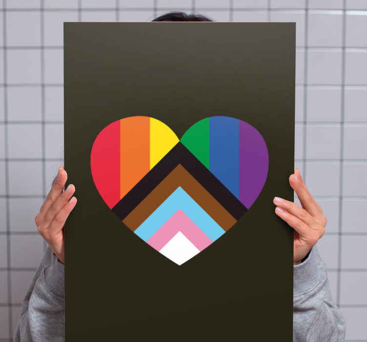 Quadro para lar Bandeira do orgulho atualizada em formato de cora - TenStickers