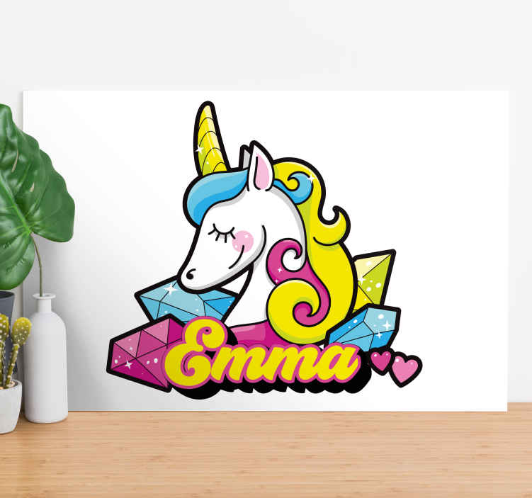 Krásné diamantové jednorožec personalizované obraz - TenStickers