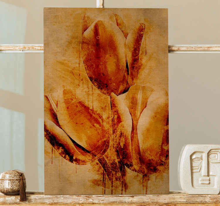 Tableau fleurs élégant beige trois pétales - TenStickers
