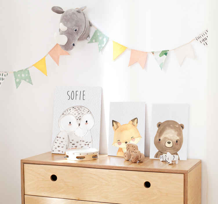 Quadros para quarto infantil ursinho com nome - TenStickers