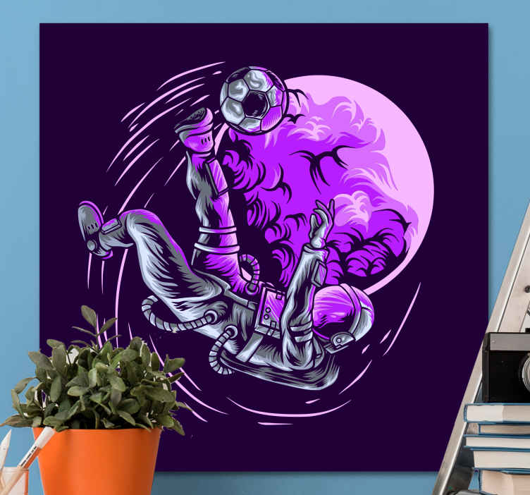 Astronaut spelar fotboll sovrumstavlor - Tenstickers