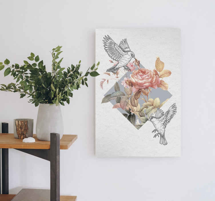 Cuadro flores con pájaros - TenVinilo