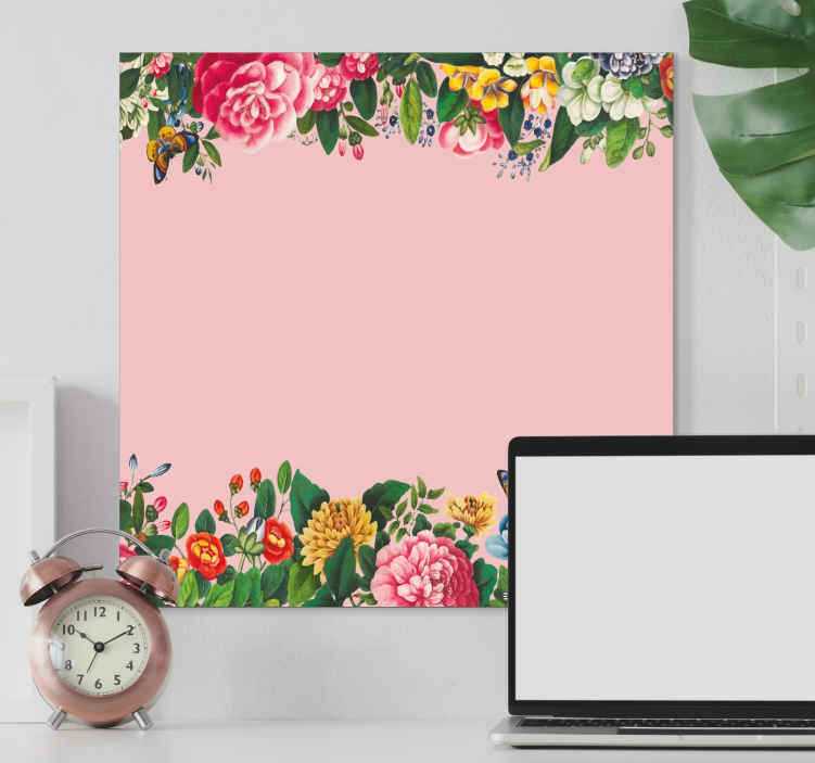Cuadro de flores borde floral vibrante - TenVinilo
