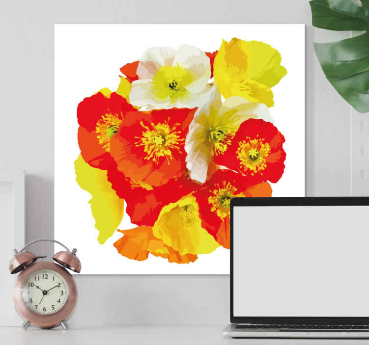 Cuadro de flores composición floral vibrante - TenVinilo
