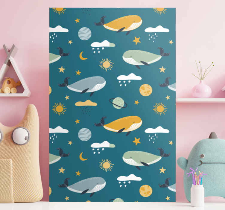 Quadro náutico Padrão de baleia na moda - TenStickers