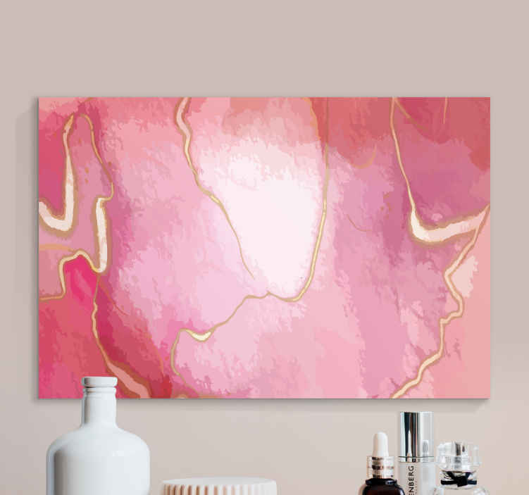 ピンクとゴールドの大理石の効果の寝室の壁のプリント Tenstickers