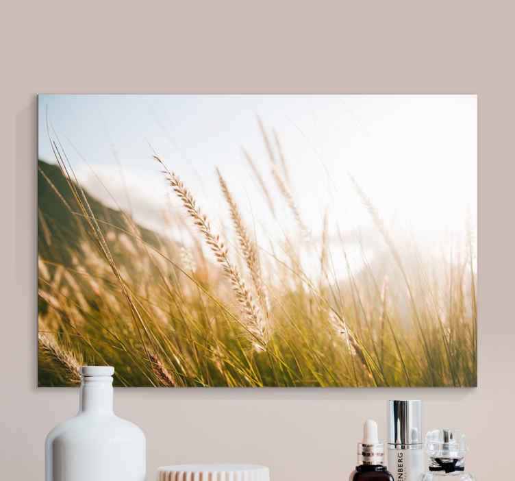 Flowers canvas golden grass fields - TenStickers