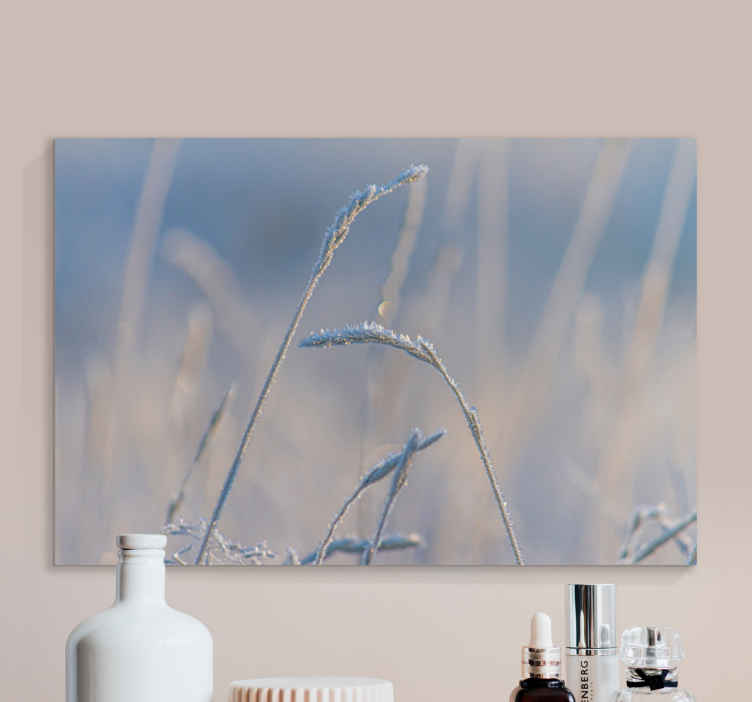 Flowers canvas frosty grass stems art print - TenStickers