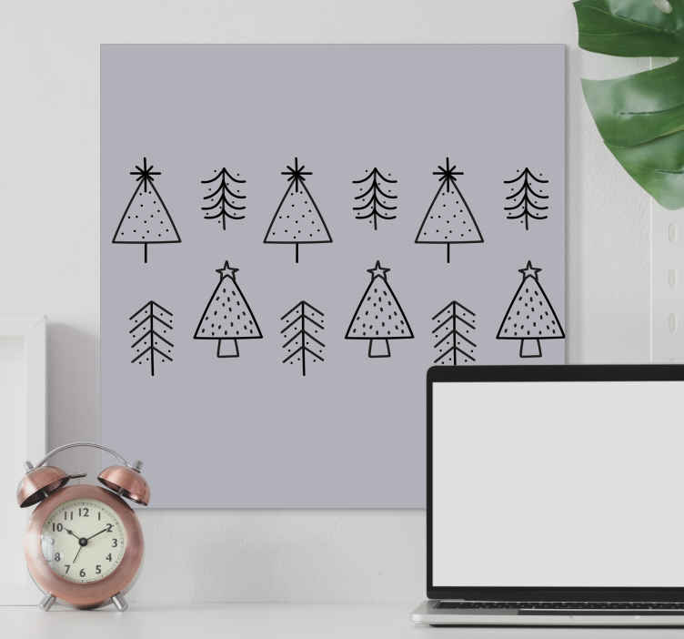 Canvas schilderij kerst Naadloze zwartwit kerstboom TenStickers