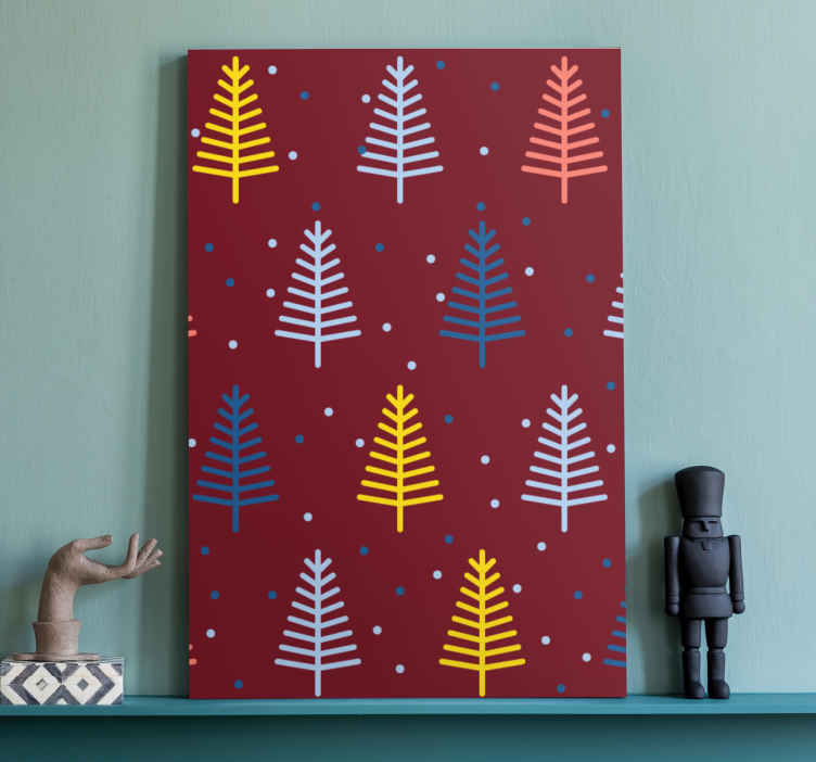 Quadro Decorativo de natal Padrão de árvores de natal desenhadas -  TenStickers