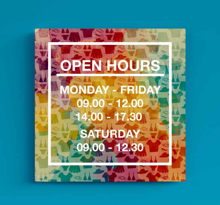 "opening hours" customized canvas print - TenStickers