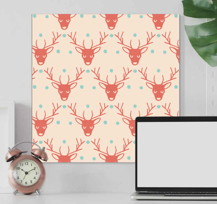 Punainen poro kuvio canvas joulu - Tenstickers