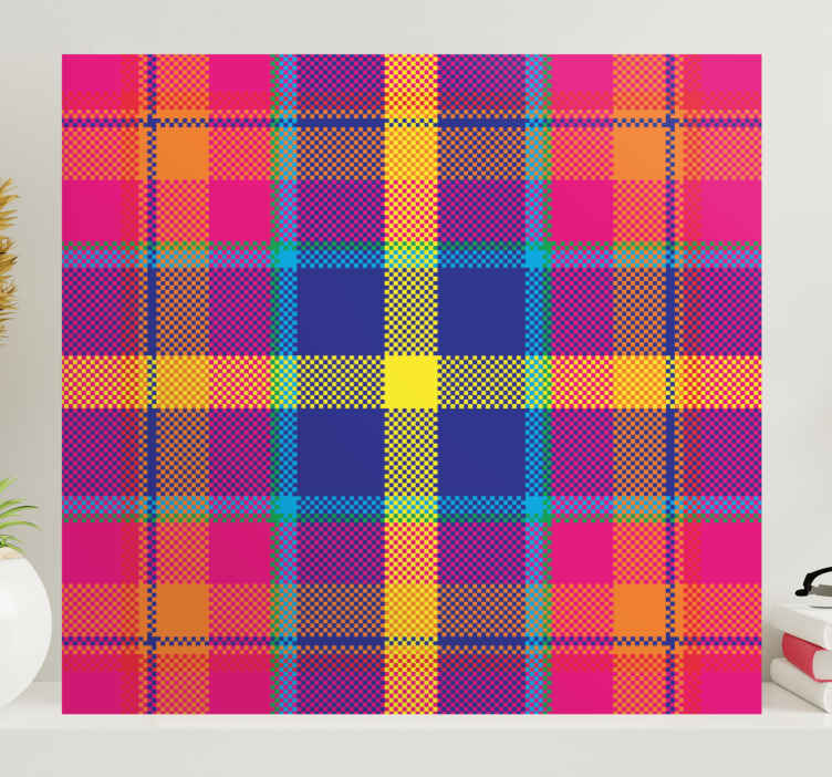 Geometric canvas in vibrant checkered design - TenStickers