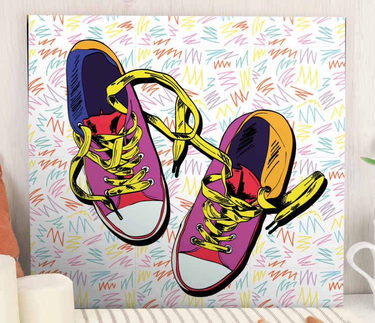 Converse illustration shoes vintage wall prints - TenStickers