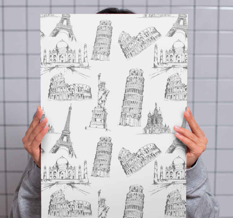 Quartos de cidades Padrão de monumentos mais famosos - TenStickers