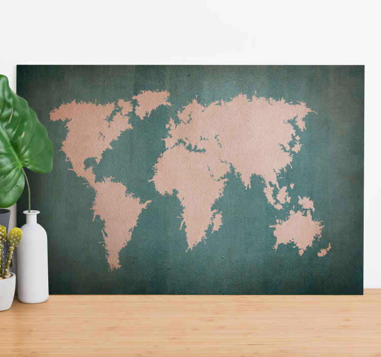Maan oppervlakte Balling kalkoen Wereldkaart canvas schilderij Originele wereldkaart vintage stijl -  TenStickers
