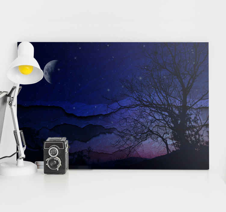 Cuadro paisajes Paisaje nocturno original con luna - TenVinilo