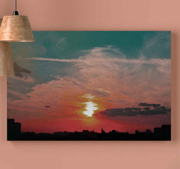 Twilight urban skyline landscape canvas - TenStickers