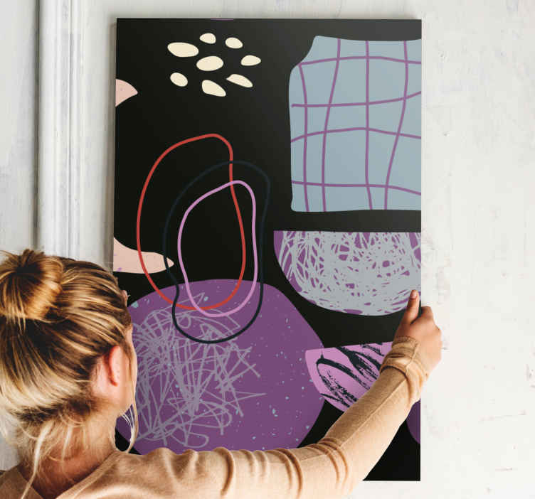 Cuadro en arte Abstracción de collage violeta - TenVinilo