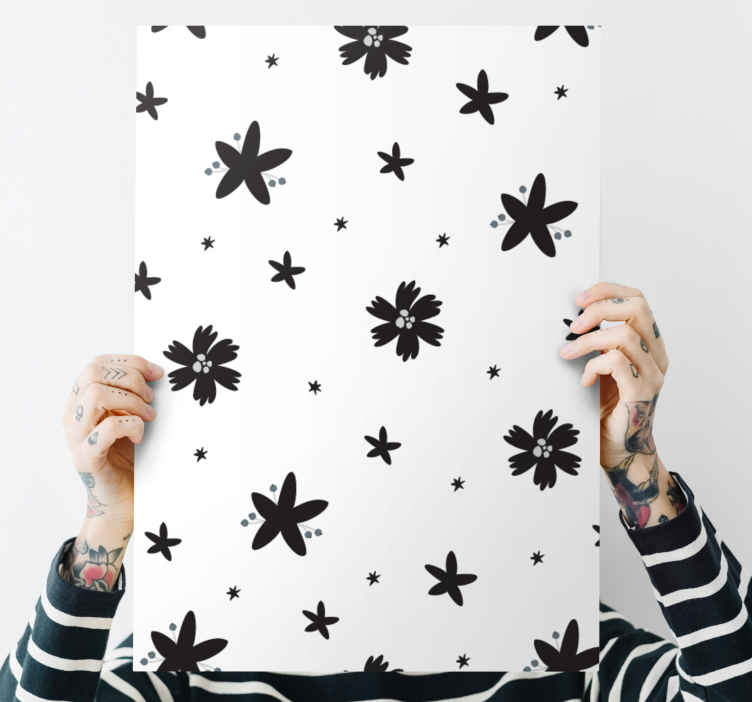 Quadro per camera da letto Inchiostro bianco e nero floreale