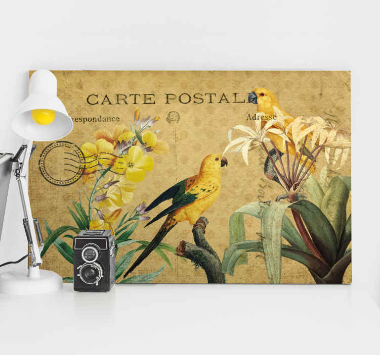 "cottagecore" paukščiai ir lapai retro drobė - „Tenstickers“