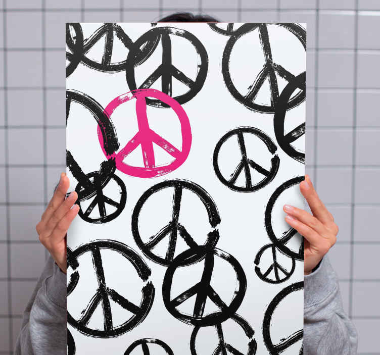 Cuadro vintage Símbolos de paz vintage sobre un fondo blanco - TenVinilo