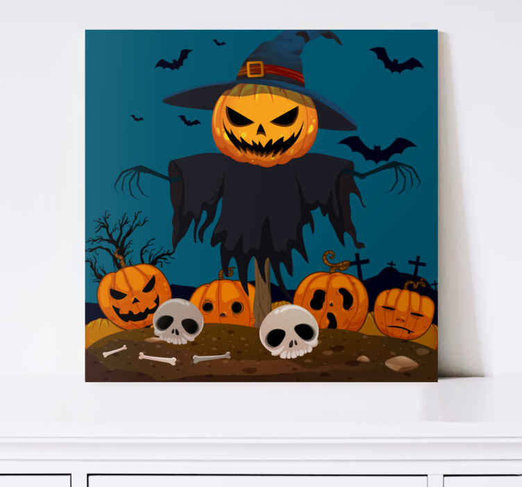 Tableau dinosaures exposition sinistre de citrouilles - TenStickers