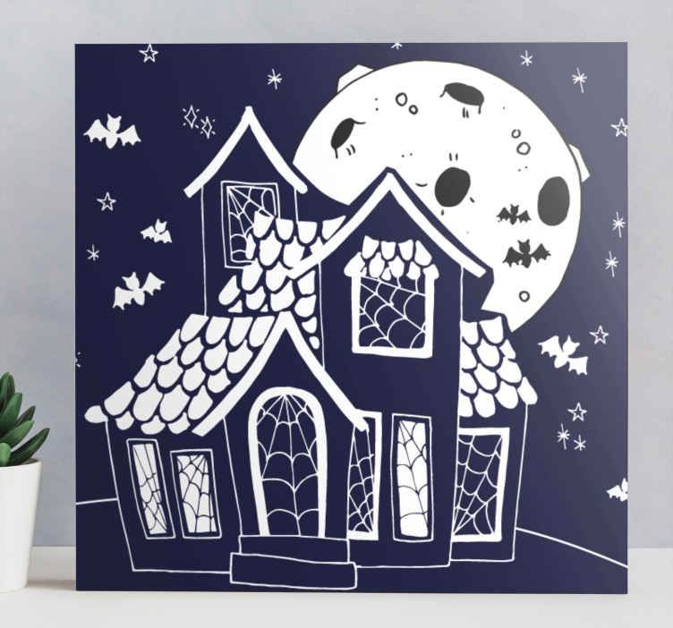 Canvas landschap spookhuis silhouet - TenStickers