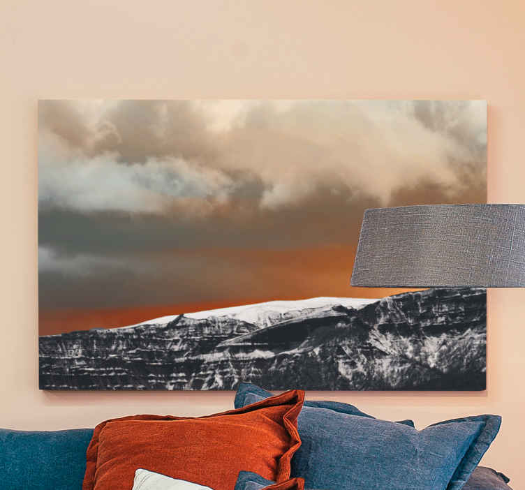 Cuadro paisajes vista del atardecer en la montaña - TenVinilo