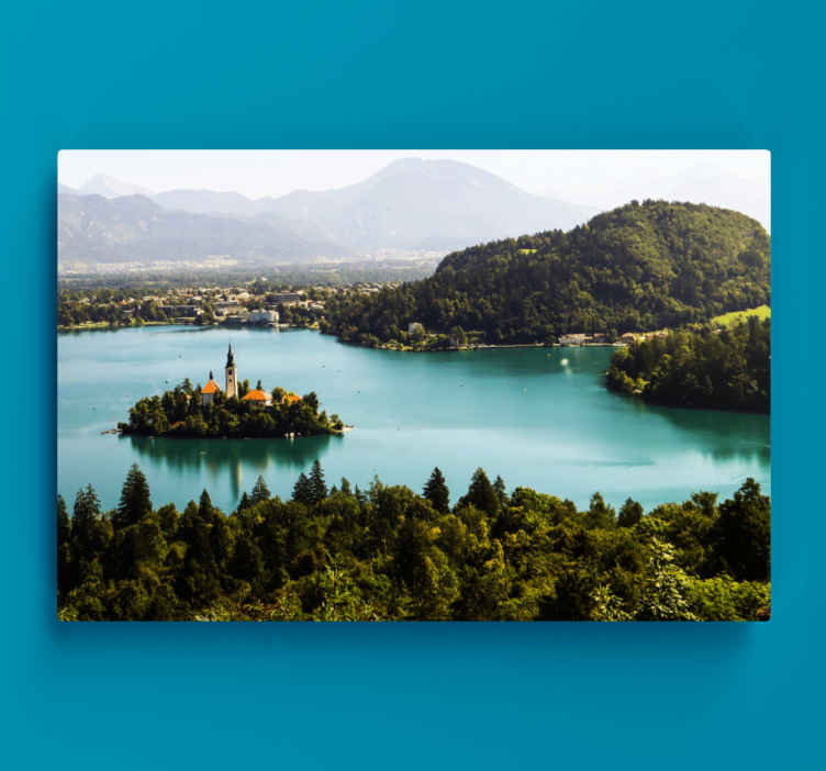 Cuadro paisajes isla tranquila en el lago - TenVinilo