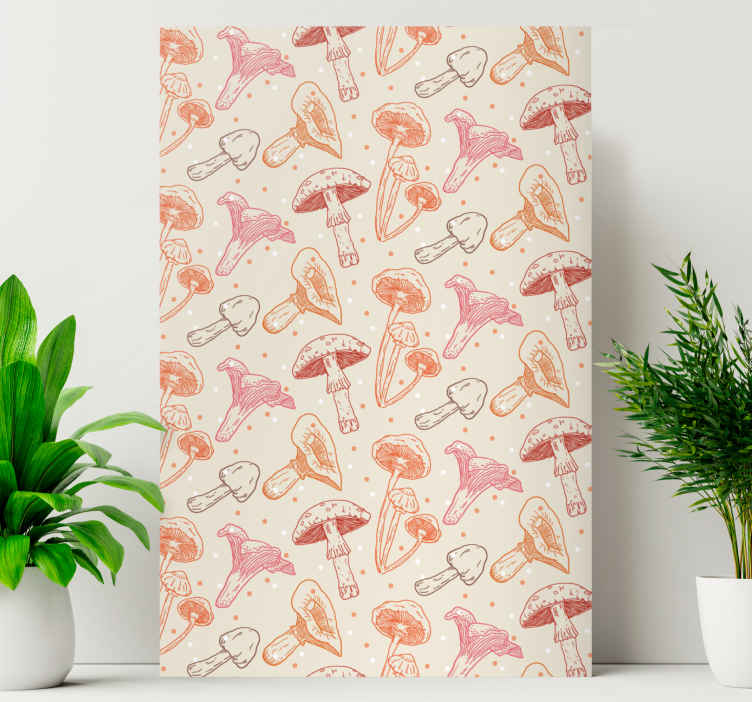 Cuadro de flores con motivos de hongos - TenVinilo