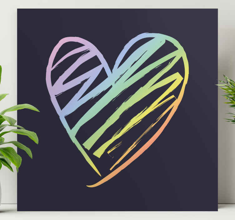Canvas schilderij tekst harttekening - TenStickers