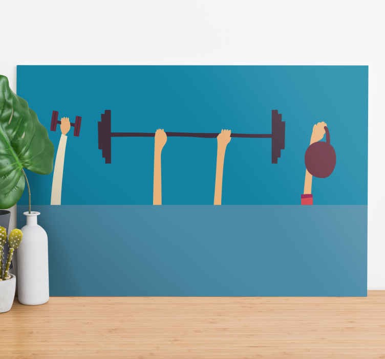 Yükseltilmiş eller fitness ev kanvas baskılar TenStickers Yükseltilmiş eller fitness ev kanvas baskılar TenStickers