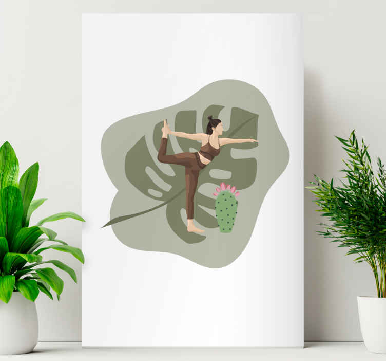 Quadro para lar Mulher esportiva com cacto - TenStickers