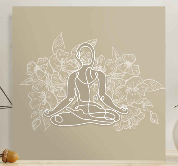 Meditating woman yoga mat canvas art