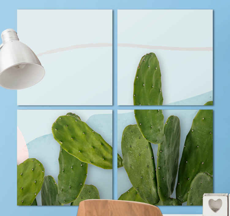 Kawaii Style shapes with cactus canvas art TenStickers