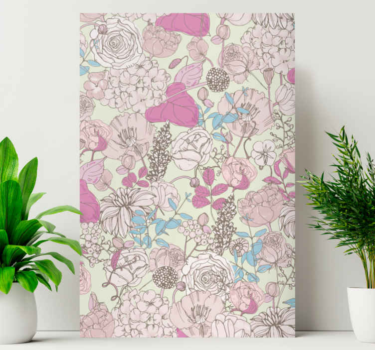 Cuadro de flores patrón de ramo floral - TenVinilo