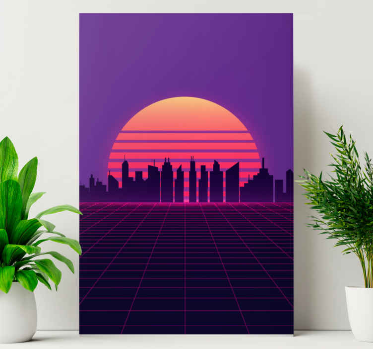 Cuadro vintage Puesta de sol vaporwave estilo años 80 - TenVinilo