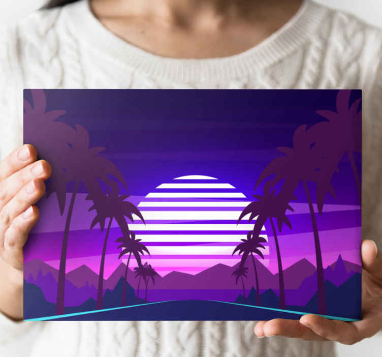Tropische zonsondergang Canvas landschap - TenStickers