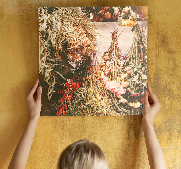 Cuadro de flores arreglos florales secos - TenVinilo