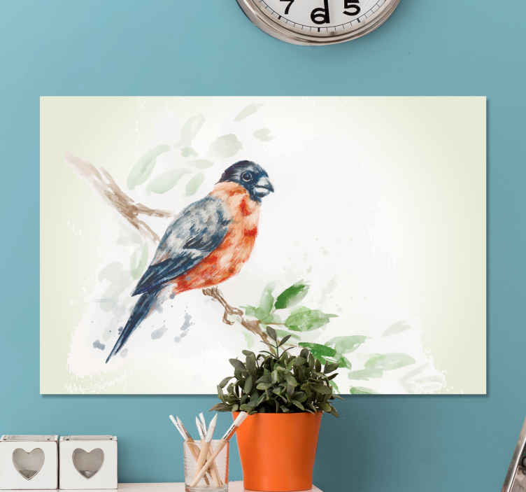 Quadro vintage Pintura em cor pastel com pássaro - TenStickers