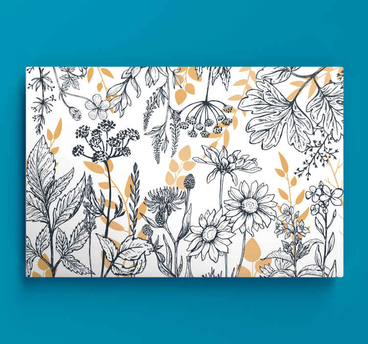 Cuadro de flores Variación de "glamour floral" con oro - TenVinilo