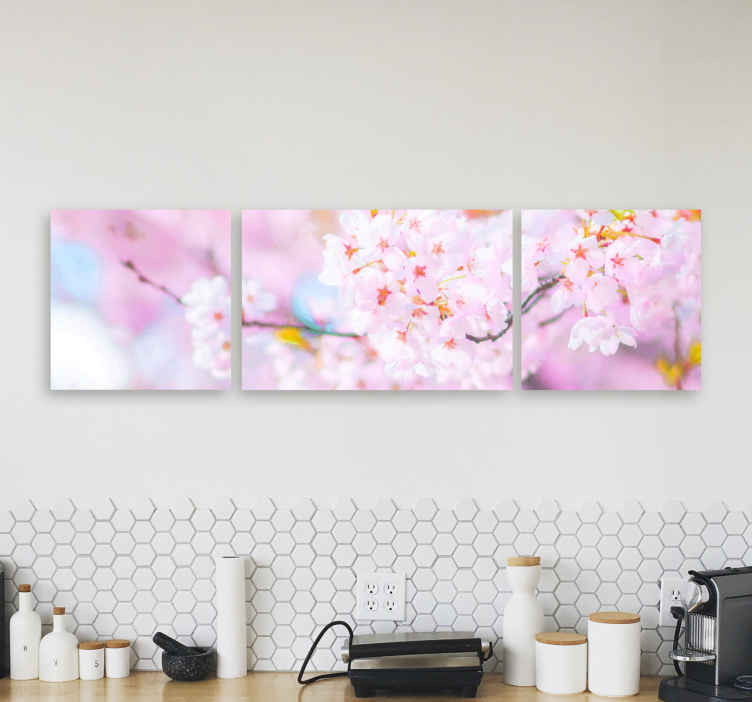 Feminine pink cherry blossom design floral canvas - TenStickers