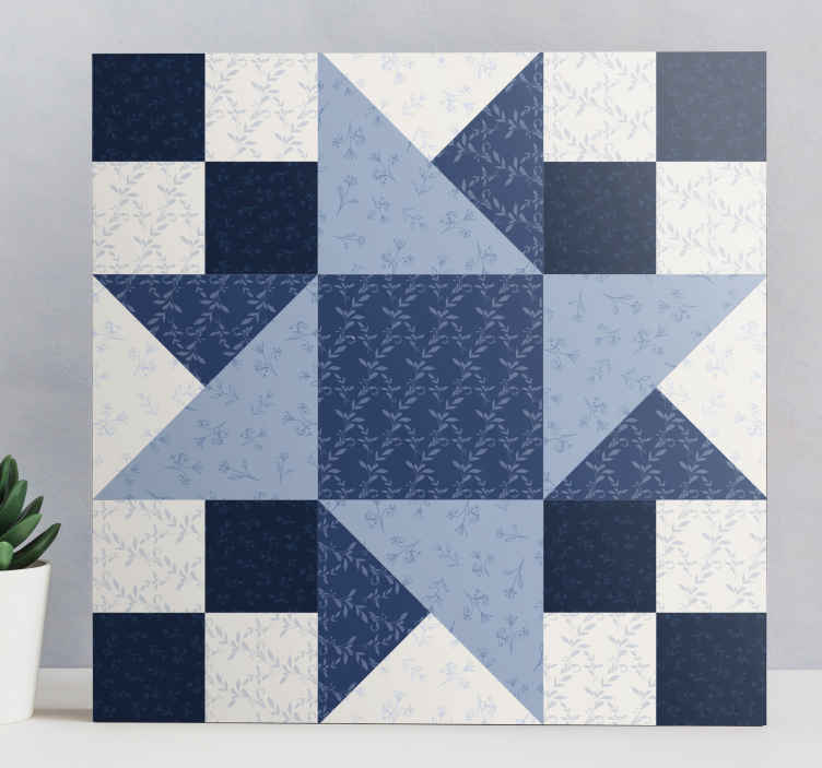 Patchwork mavi yıldız tasarım geometrik tuval - TenStickers