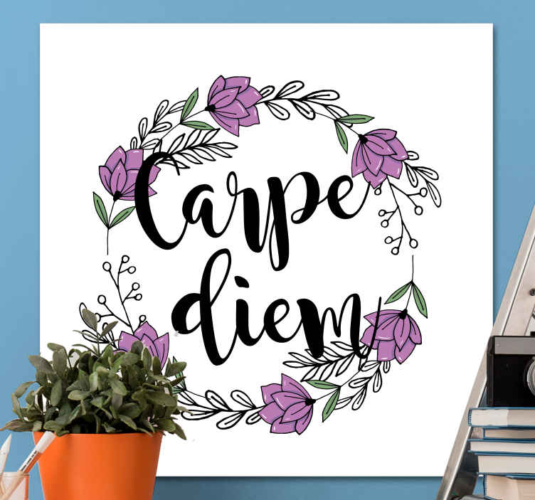 Cuadro frase motivadora Patrón floral carpe diem - TenVinilo