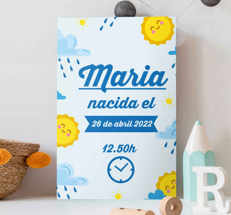 Sunny Birthday Announcement cocktail canvas - TenStickers